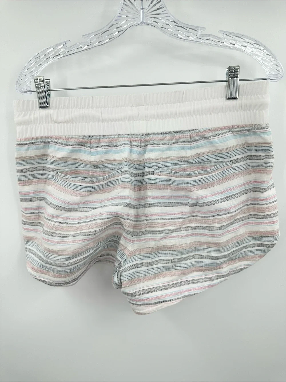 Athleta Cabo Beachside Linen Striped Shortie Shorts Women's Size 6
